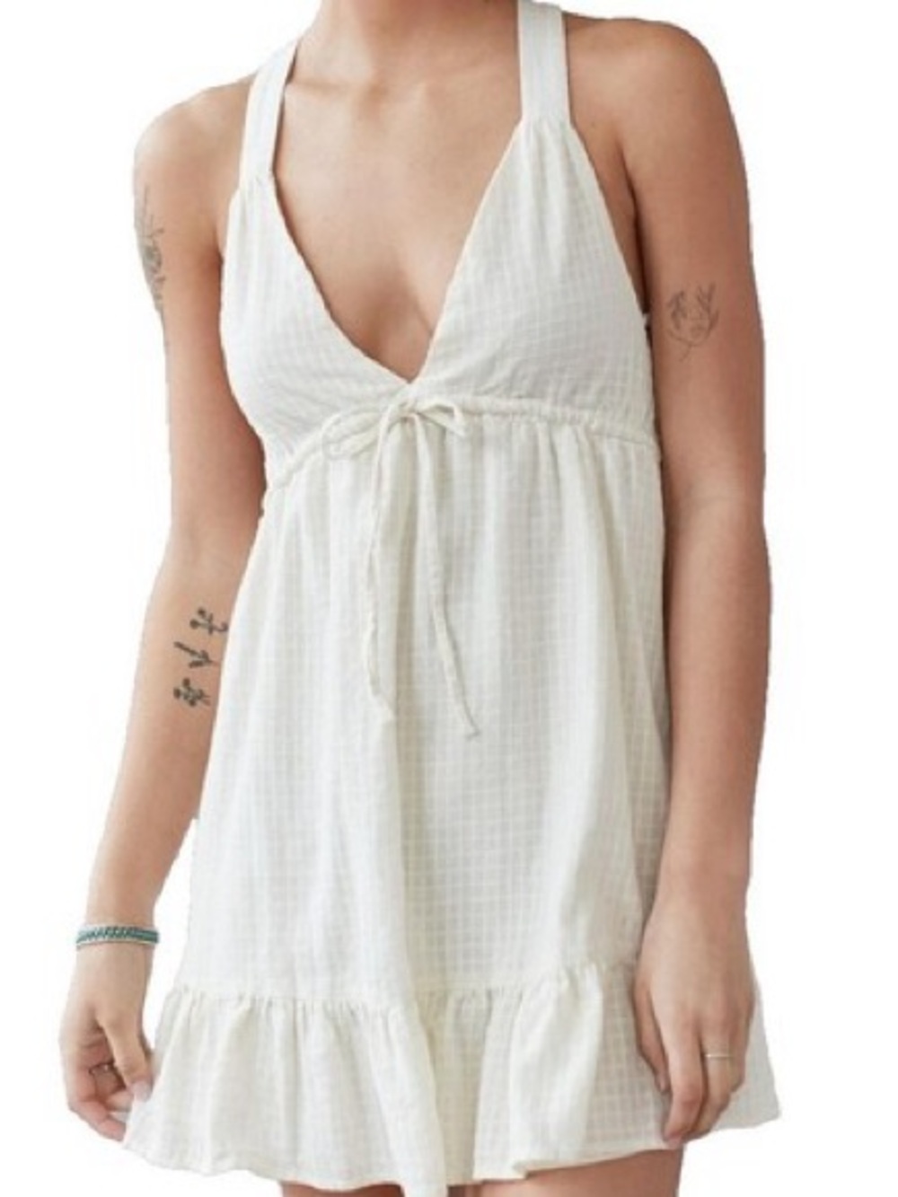 Urban Outfitters Cream Sleeveless Babydoll Dress